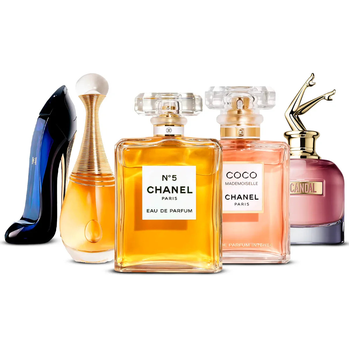 Zestaw 5 perfum: Good Girl, J'adore, Chanel N°5, Coco Mademoiselle, Scandal 100ml