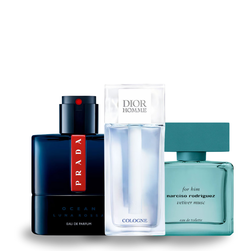 Zestaw 3 perfum: Prada Luna, Dior Homme Cologne e Narciso Rodriguez Vetiver Musc 100ml
