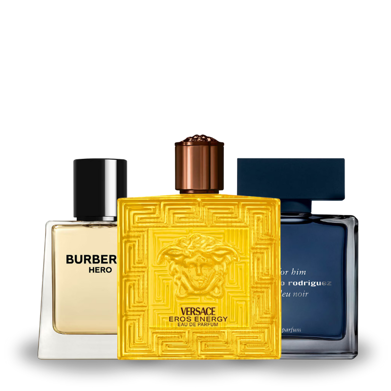 Zestaw 3 perfum: Burberry Hero, Versace Eros Energy e Narciso Rodriguez Bleu Noir 100ml